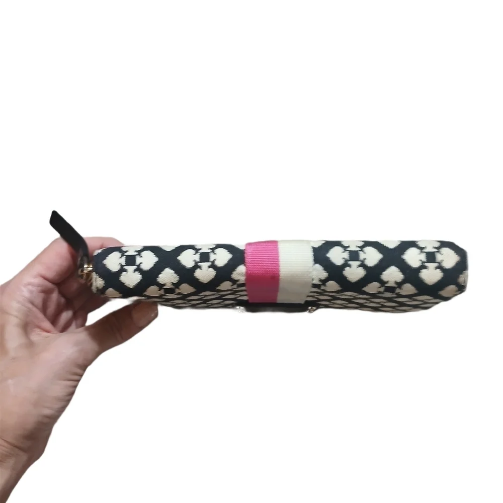 kate spade Neda Black, White and Pink Patterned Logo Zip Wallet